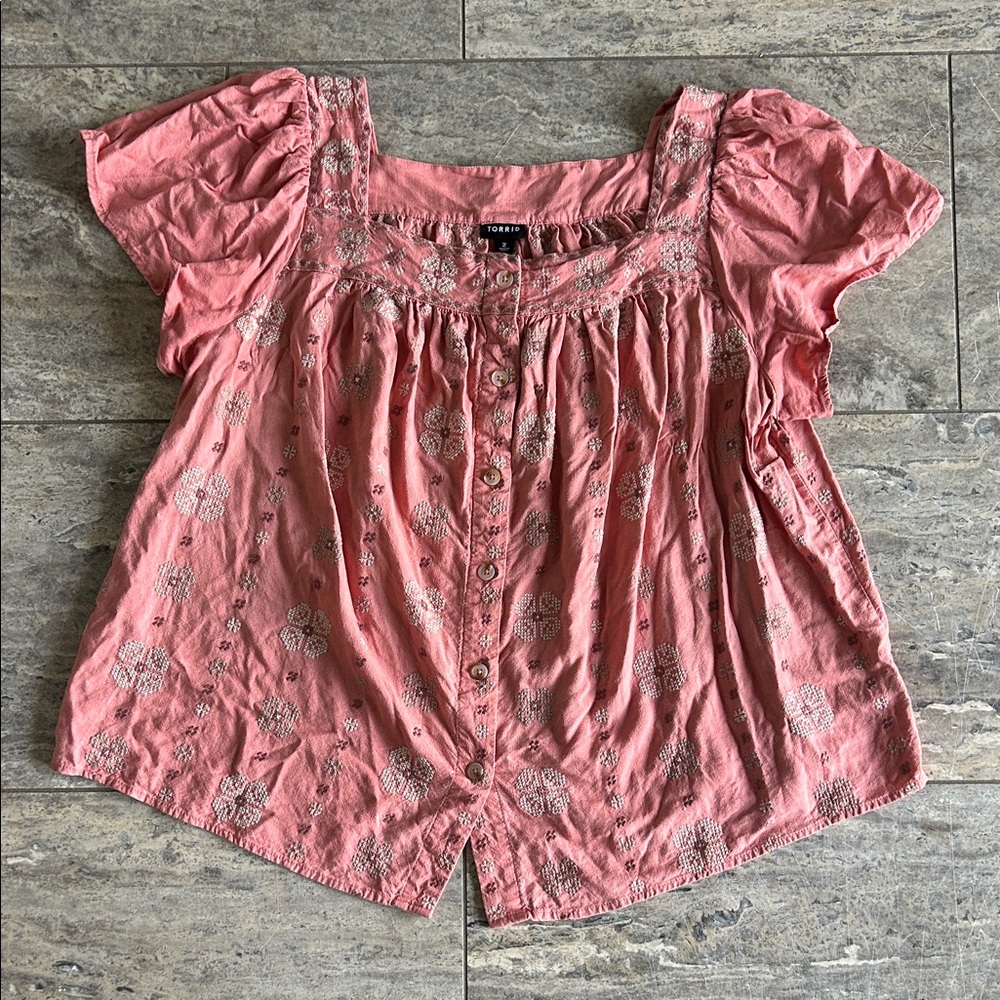 Torrid Rose Embroidered Blouse
